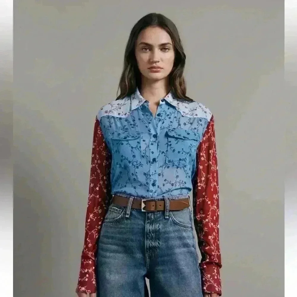 Rag & Bone Patchwork Shirt, Size: Medium - image 1